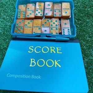 Gold and aqua dominoes set